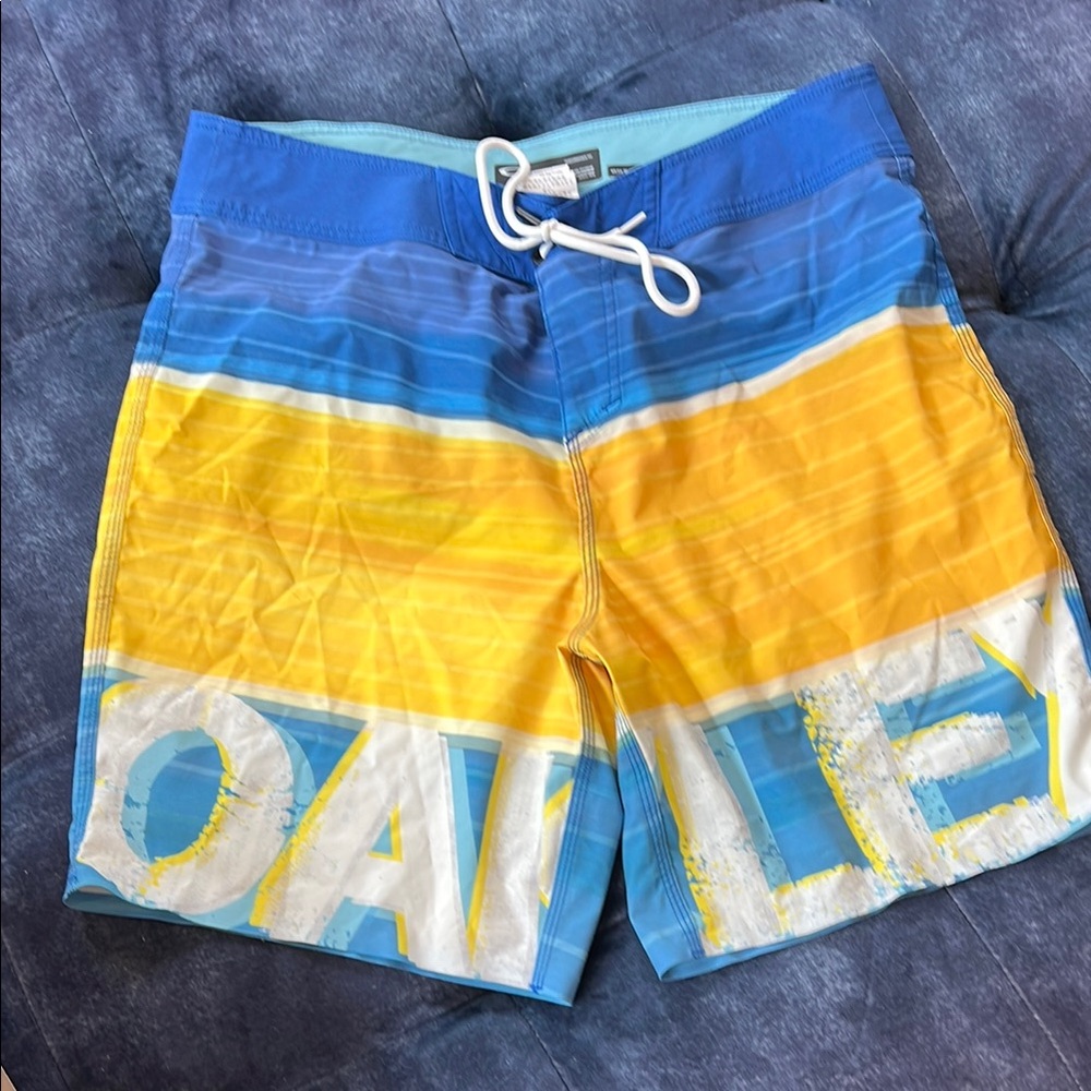 Oakley Blue and Yellow Board Shorts